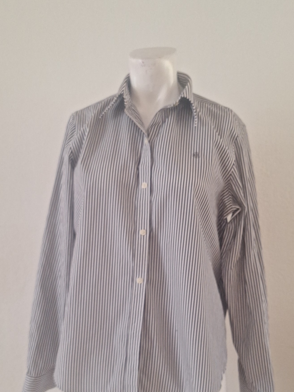Classic Y2K Ralph Lauren Black and White Vertical Stripe Dress Shirt 100% Cotton